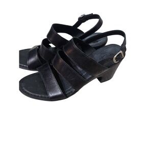 BORN black leather block heel comfort sandals womens' size‎ 7